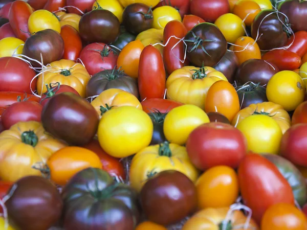 Provence, France. Eco-friendly products on the counter of the city market. ripe tomatoes — Stock Photo, Image