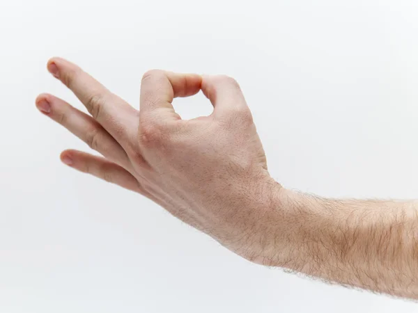 Mannen handen. een gemeenschappelijk gebaar. tekens en symbolen van emoties — Stockfoto