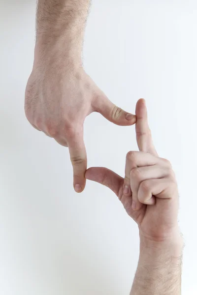 Les mains des hommes. Un geste commun. Signes et symboles des émotions — Photo