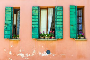 Venedik, İtalya, eski Venedik ev penceresinin tasarım