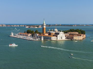 İtalya, Venedik. san Katedrali'nin çan kulesine dan san giorgio Adası görünümünü marco