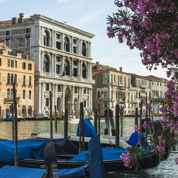 Venedig, Italien. Blick auf die Piers für Gondeln — Stockfoto