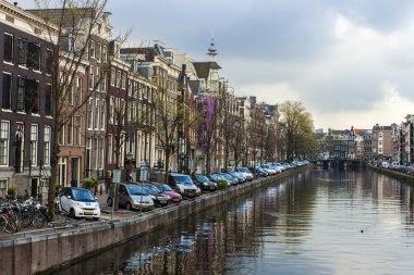 Amsterdam, Hollanda, 13 Nisan 2012. Şehir Merkezi parçası canal