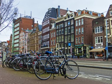 Amsterdam, Hollanda. güneşli bir bahar gününde tipik peyzaj