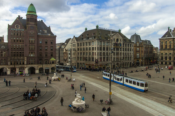 Amsterdam, The Netherlands. Typical urban landscape on a sunny spring day