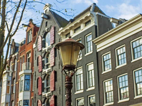 Amsterdam, The Netherlands . Typical architectural detail of old houses — Stock Photo, Image