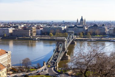 Budapeşte, Macaristan, 24 Mart 2014 tarihinde. Tuna Nehri ve pesht buda Castle