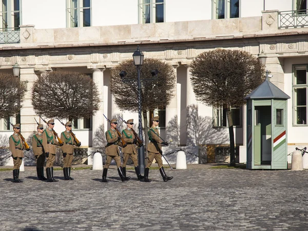 Budapest, Hungary, on March 20, 2014. Changing of the guard at the royal palace — Stock Photo, Image