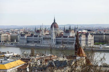 Budapeşte, Macaristan, 24 Mart 2014 tarihinde. Tuna Nehri ve pesht buda Castle