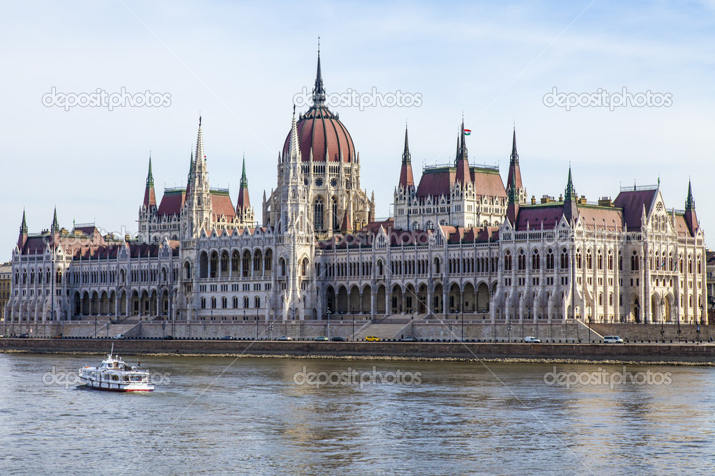 Budapest, Hungary. View of the Danube and of the Hungarian Parliament