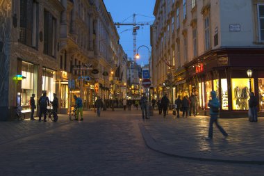 Viyana, Avusturya 24 Mart 2014. şehrin sokaklarında gece manzarası