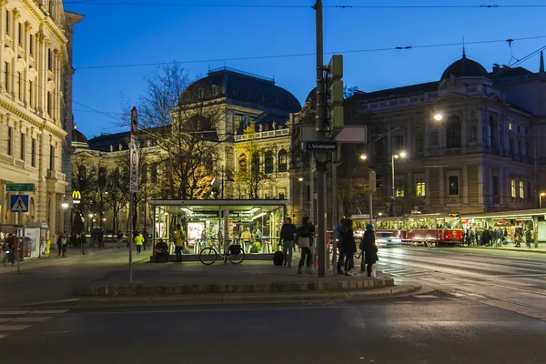 ウィーン、オーストリア 2014 年 3 月 24 日。街の通りの夕景 — ストック写真