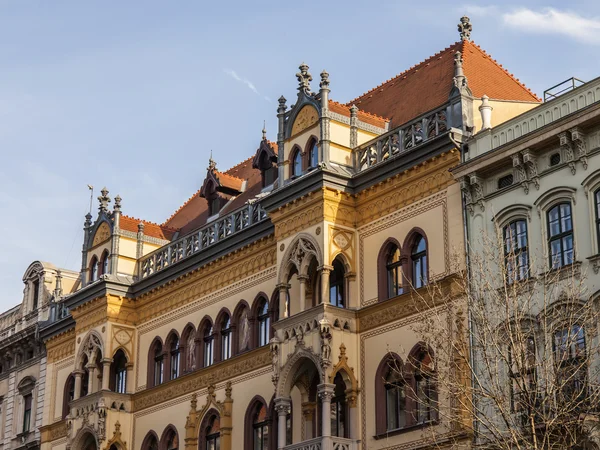 在匈牙利首都布达佩斯。历史建筑的建筑碎片 — 图库照片