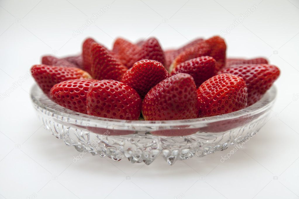 Large ripe strawberry berries on a large platter