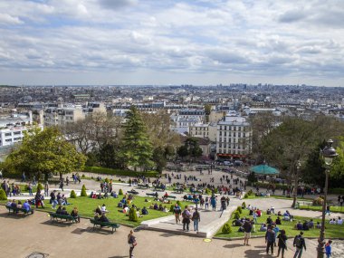 Paris, France. Tourists at Sacre- Coeur in Montmartre
