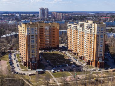 Pushkino, moscow region, Rusya Federasyonu, 17 Nisan 2014. kentin erken baharda Üstten Görünüm.