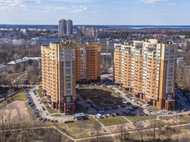 Pushkino, moscow region, Rusya Federasyonu, 17 Nisan 2014. kentin erken baharda Üstten Görünüm.