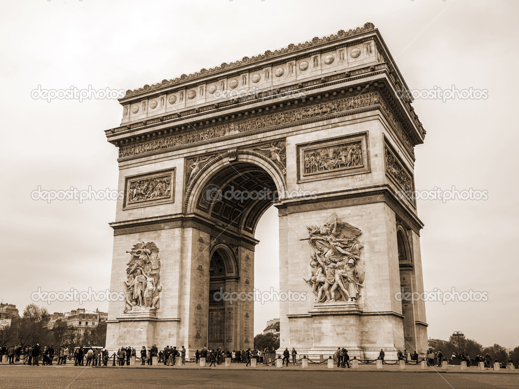 Paris, France, May 1, 2013 . Arc de Triomphe to the Place Charles de Gaulle