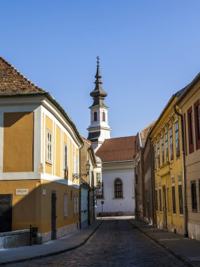 Budapeşte, Macaristan. tipik kentsel bakmak. Buda - yüksek Tuna Nehri kıyısında yer alan kentin