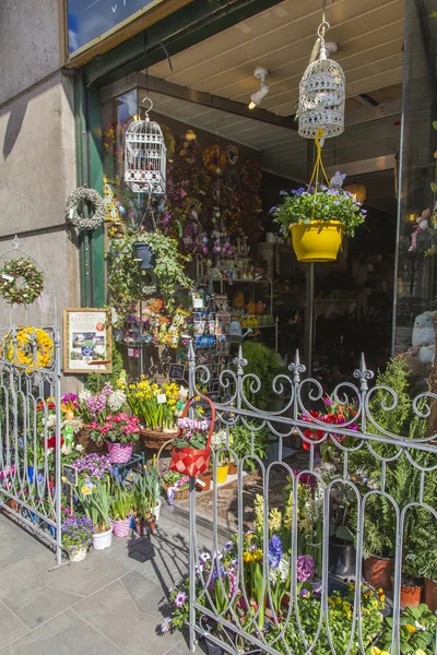 Budapest, Ungern, 23 mars 2014. Showcase blomsteraffär — Stockfoto