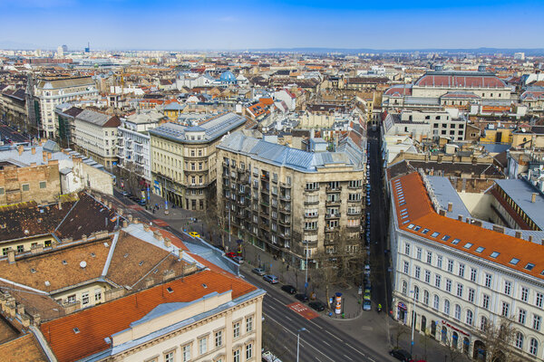 Budapest, Hungary. View of the city from the observation platform of the Basilica of St. Stephen