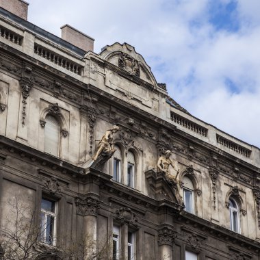 Budapeşte, Macaristan. şehrin tarihi evlerin tipik mimari detaylar