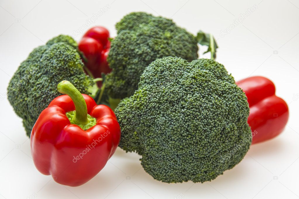 Broccoli and sweet red peppers