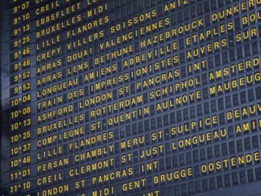 Paris, Fransa. varış ve kalkış gare du nord tren tarifesi