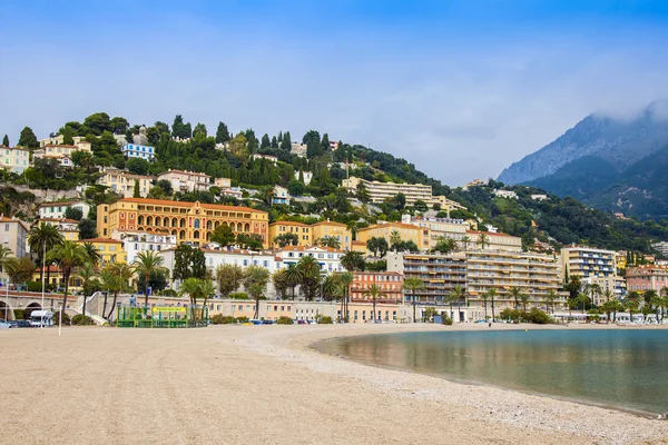 Menton , France. View of the city and waterfront from the sea — Stock Photo, Image