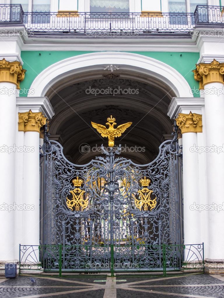 St. Petersburg, Russia. Detail of decorative lattice architecture of the Winter Palace
