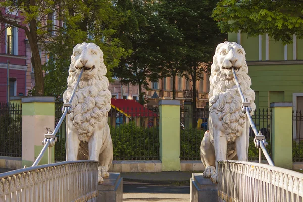 San Pietroburgo, Russia. Ponte del leone pedonale sul canale Griboyedov — Foto Stock