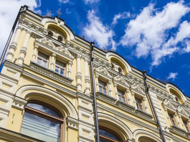 Moscow, Rusya Federasyonu-24 Haziran 2014 tarihinde. tarihi binaların bir yaya bölgesinde tipik mimari detaylar