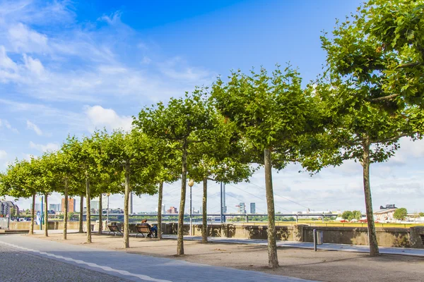 stock image Dusseldorf, Germany, on July 6, 2014. View of Rhine Embankment