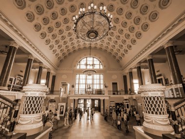 Vyborg, Rusya, 25 Temmuz 2021. Tren istasyonunun içi.