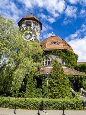 Svetlogorsk, Rusya, 24 Haziran 2021. Şehrin sembollerinden biri olan eski su kulesi.