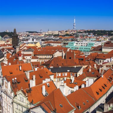 Prague, Çek Cumhuriyeti, 10 Temmuz 2010. toz Kulesi şehir görüntüsü