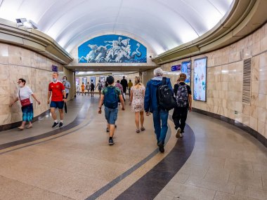 Saint Petersburg Rusya, 13 Temmuz 2020. İstasyonun İçi Amiralteyskaya.