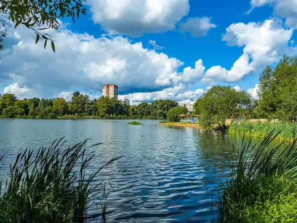 Puschkino Russland August 2020 Erholungsgebiet Malerischen Ufer Des Flusses Serebryanka — Stockfoto