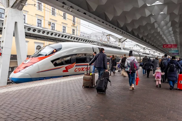 Санкт Петербург Россия Ноября 2021 Года Современный Скоростной Поезд Сапсан — стоковое фото
