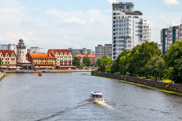 Kaliningrad Rosja Czerwca 2021 Nabrzeże Rzeki Pregolya Jedną Atrakcji Miasta — Zdjęcie stockowe