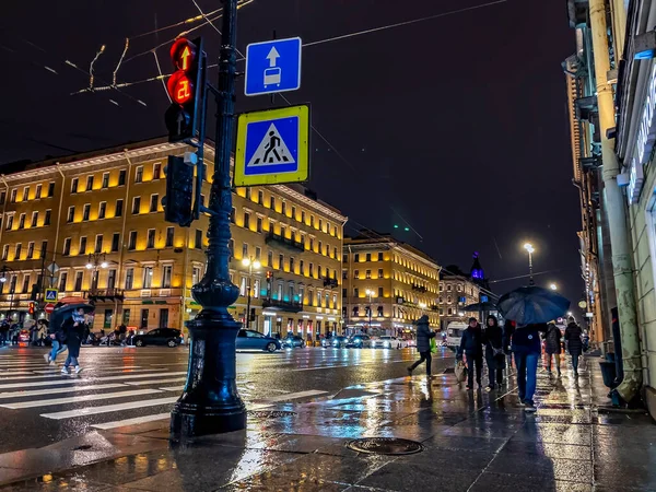 Petrohrad Rusko Října 2021 Město Večerních Hodinách Nevsky Avenu — Stock fotografie