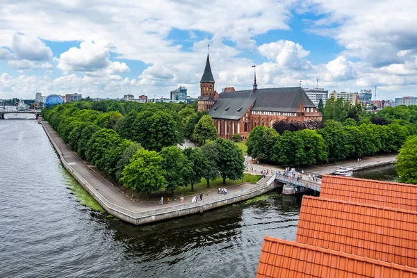 Kaliningrad Russie Juin 2021 Pregolya Remblai Rivière Vue Sur Île — Photo