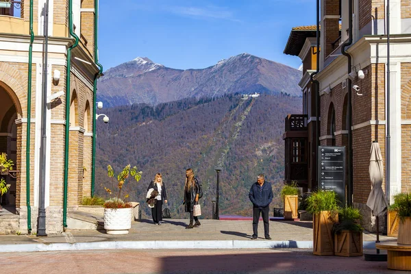 Krasnaya Polyana Russia October 2021 View Central Part Town Esto — Foto de Stock