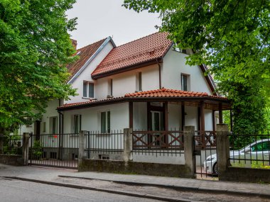 Kaliningrad, Rusya, 24 Haziran 2021. Şehrin tarihi bölgesinde tipik mimari