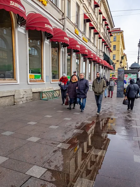 San Pietroburgo Russia Novembre 2021 Prospettiva Nevsky Strada Principale Della — Foto Stock