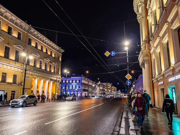 Petrohrad Rusko Října 2021 Město Večerních Hodinách Nevsky Avenu — Stock fotografie