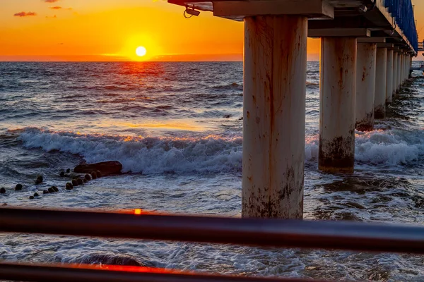 Paesaggio Marino Surfline Con Onde Schiuma All Ora Del Tramonto — Foto Stock