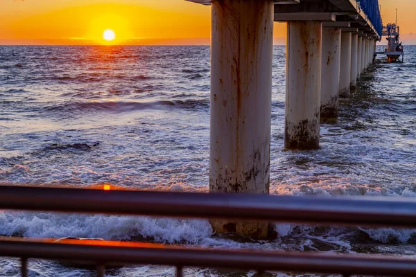 Sea Landscape Surfline Waves Foam Sunset Time Nature Background — Foto Stock