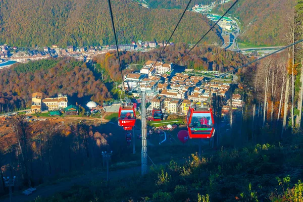 Krasnaya Polyana Russia October 2021 View Mountains Moving Funicular Autumn — Stock Photo, Image