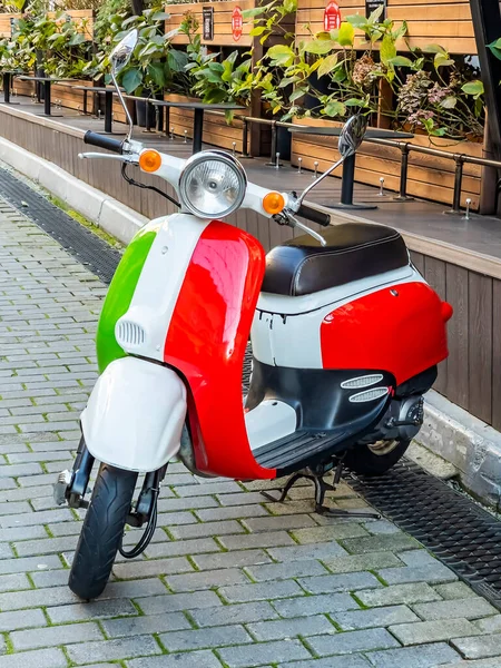 Krasnaya Polyana Russia October 2021 Motor Scooter Parked Street Village Stock Photo